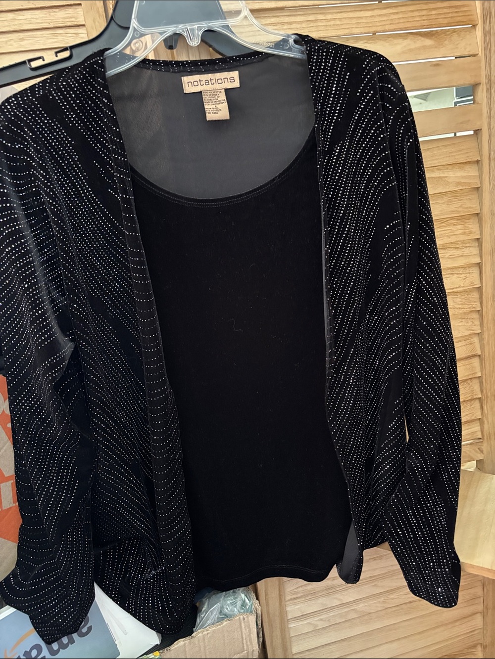 Notations Dressy Black Velvet Top One Piece Two Piece Look Large